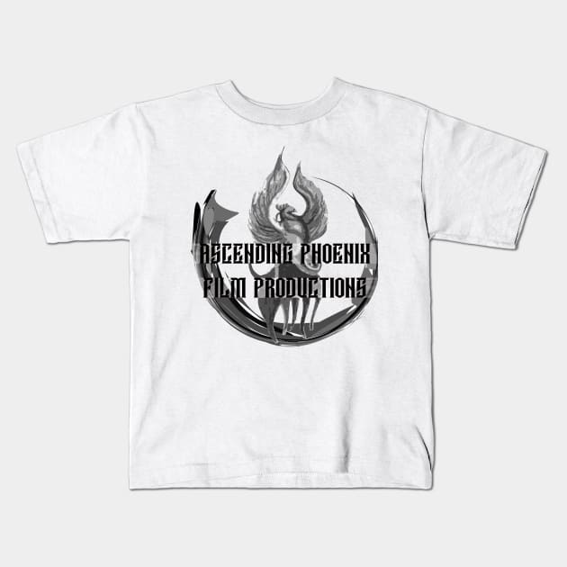 Ascending Phoenix Film Production Logo (Main/Black Letter) Kids T-Shirt by ascending_phoenix_productions